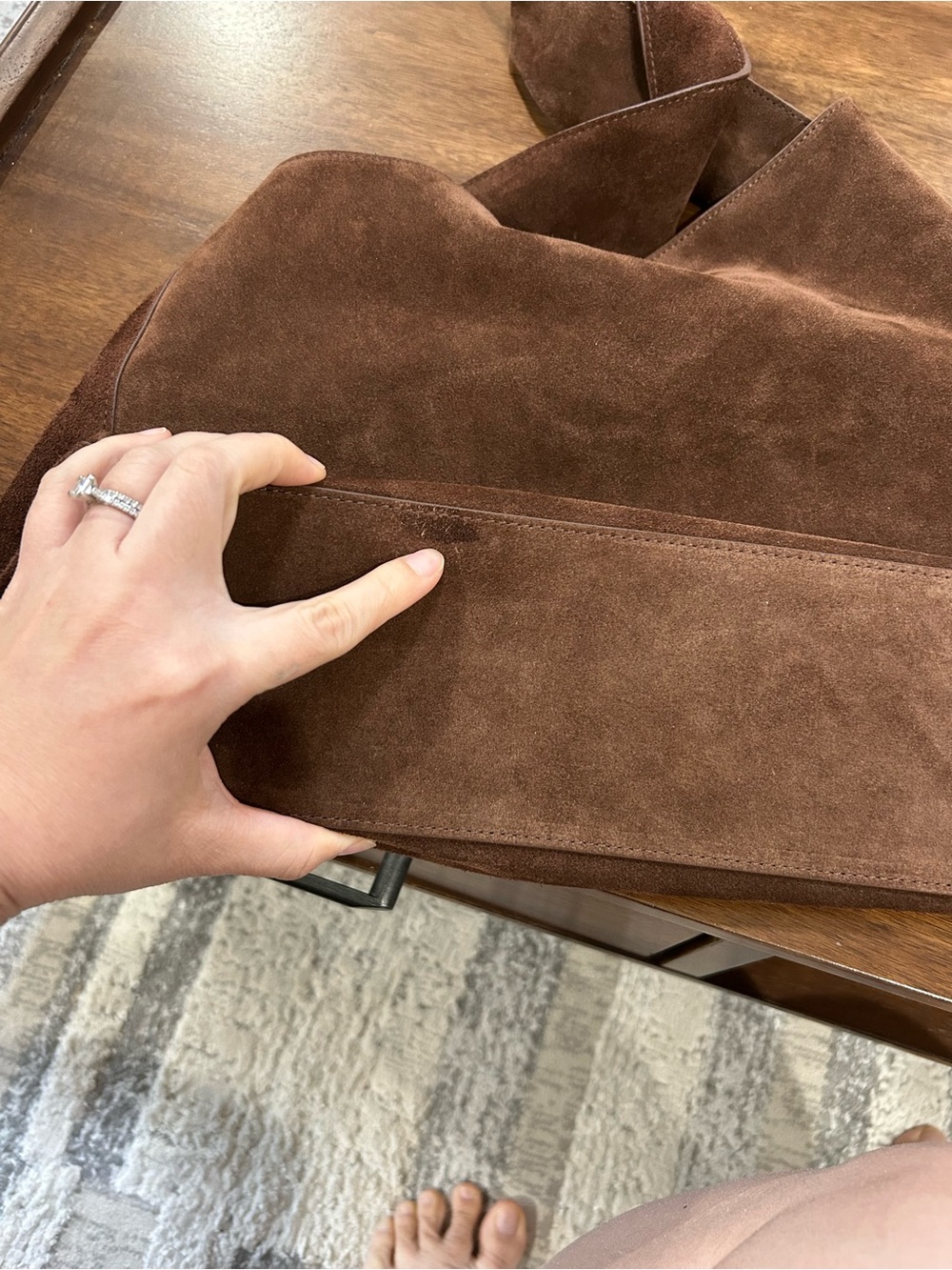 Quince Chocolate Brown Suede Tote - Picture 9 of 10